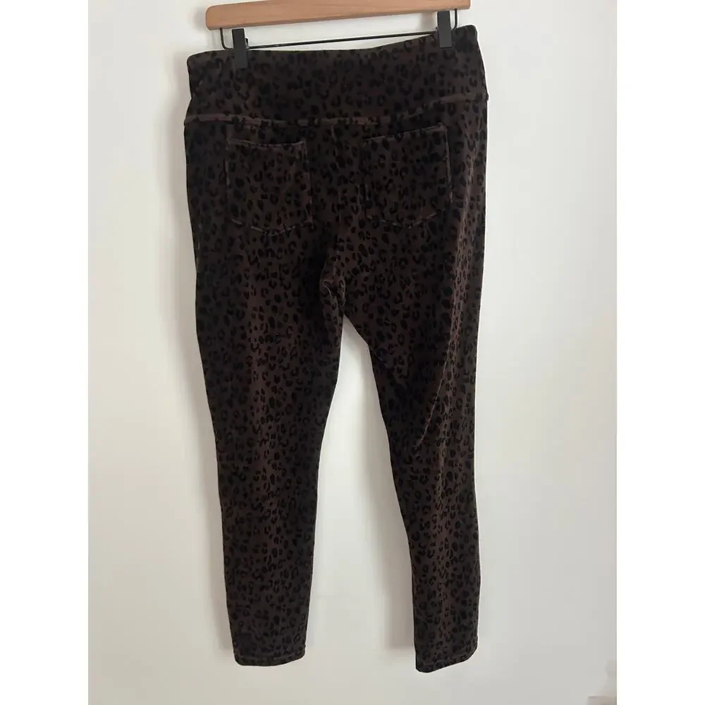 Suavé Knit Corduroy Leggings Large – Leopard Print Tummy Control Pants